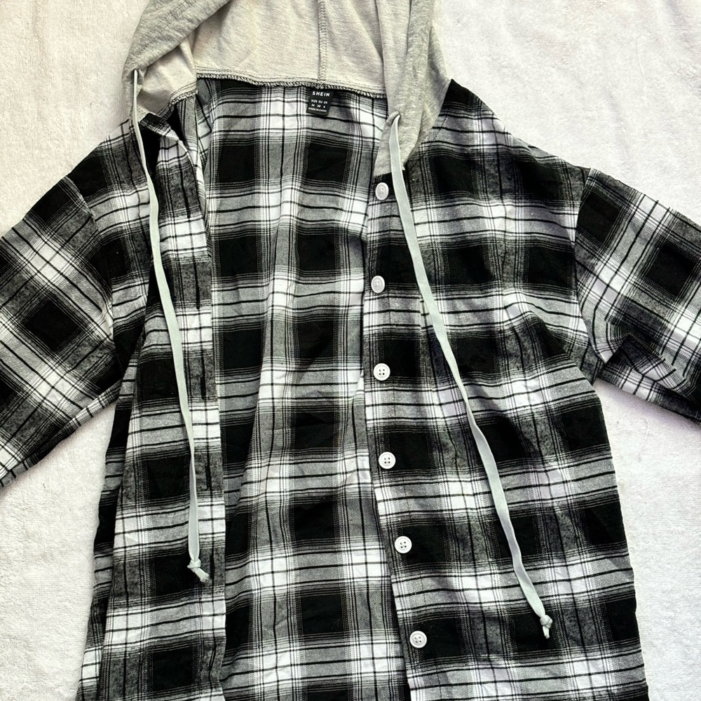 Hoodies Black and Grey Flannel Jacket BARLEY WORN Medium
